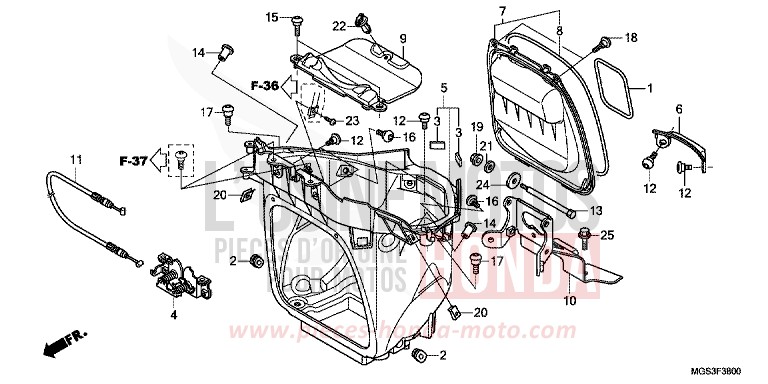 COMPARTIMENT A BAGAGES for NC700X Dual Cluth ABS DARKNESS BLACK METALLIC (NH463) from 2013